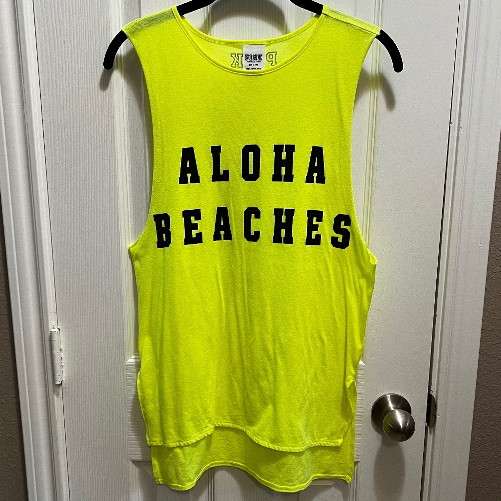PINK Victoria's Secret Neon Yellow Muscle Shirt Tank